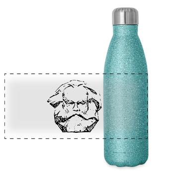 Karl Marx - Panoramic Glitter Thermal Bottle 500 ml - blue glitter - Front