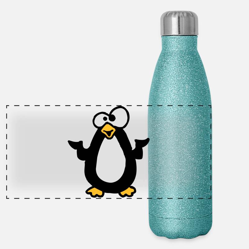 Cute Penguin Illustration for Apparel Panoramic Glitter Thermal Bottle 500 ml