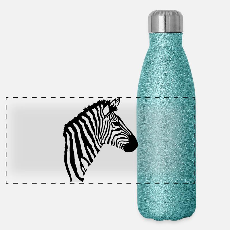 Tête de zèbre Gourde isotherme panoramique pailletée 500 ml