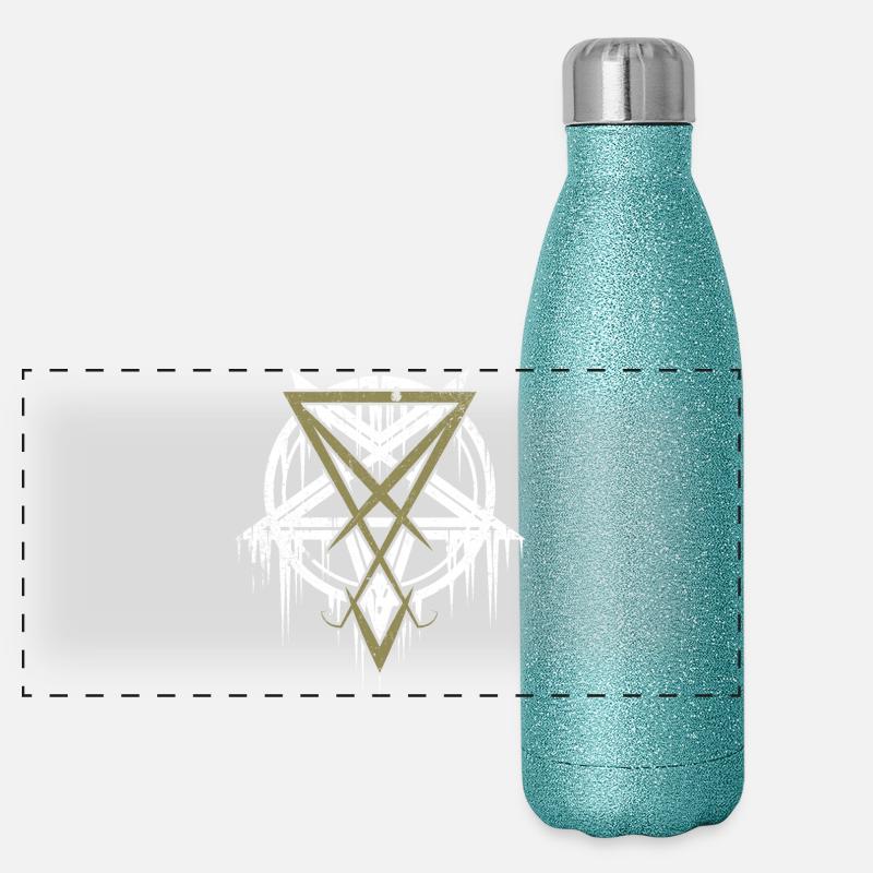 Pentagram with Lucifer symbol Panoramic Glitter Thermal Bottle 500 ml