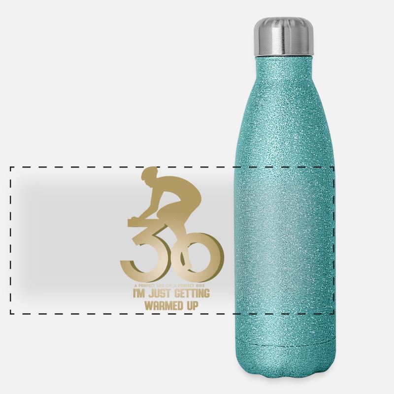 Radfahrer 30 Geburtstag Panorama Glitzer Isolierflasche 500 ml