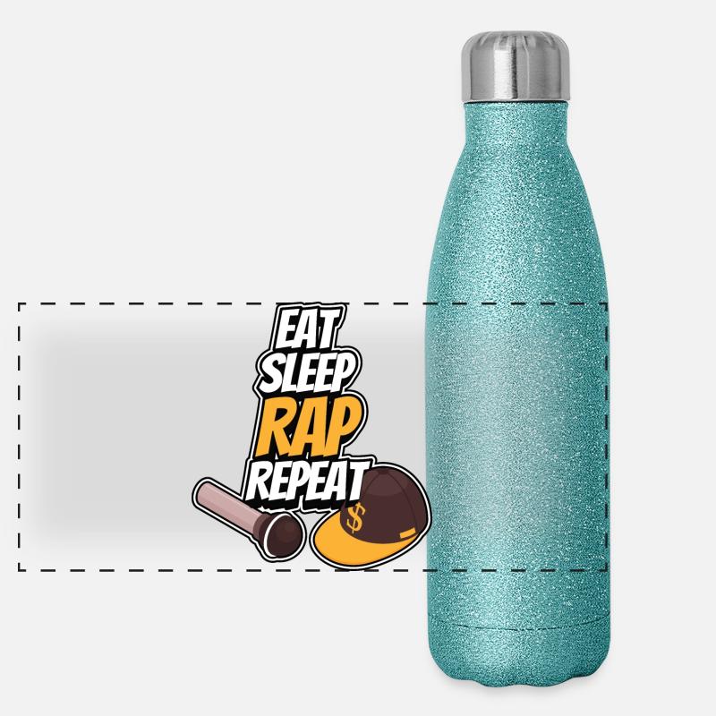 Eating - Sleeping - Rapping - Repeating Panoramic Glitter Thermal Bottle 500 ml