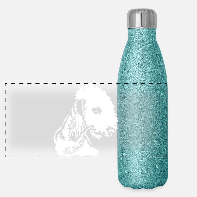 Tête de Bedlington Terrier « Black Edition » Gourde isotherme panoramique pailletée 500 ml
