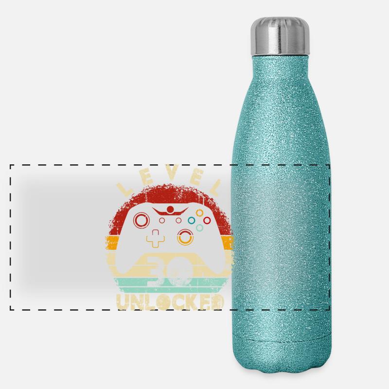 Levelfreigeschalteter Controller Retro Panorama Glitzer Isolierflasche 500 ml