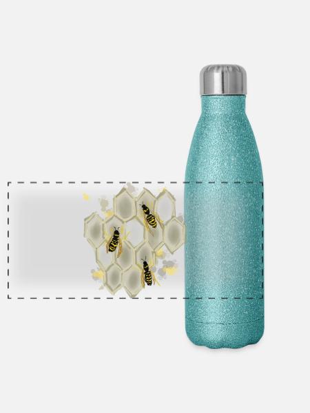 Wespen - Panorama Glitzer Isolierflasche 500 ml - Blau Glitzer