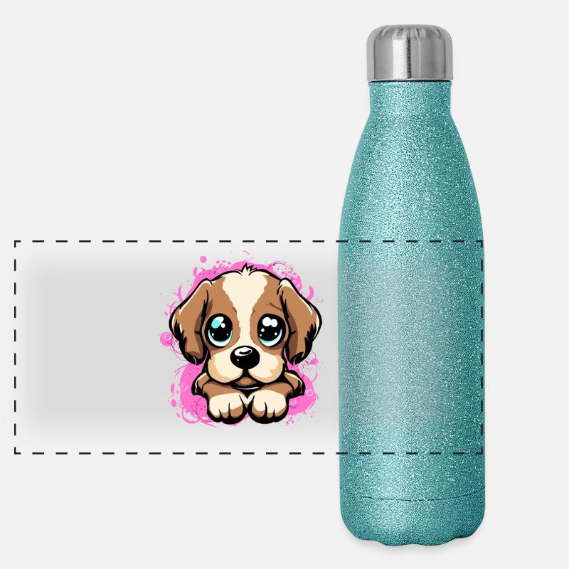Cute Dog Panorama Glitzer Isolierflasche 500 ml