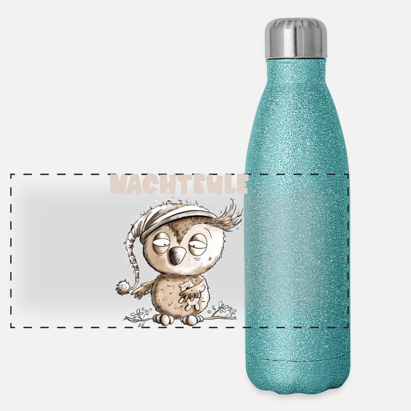 Droll Night Owl Owl Panoramic Glitter Thermal Bottle 500 ml