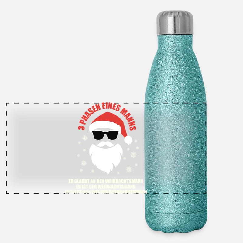 Père Noël élégant avec lunettes de soleil Gourde isotherme panoramique pailletée 500 ml