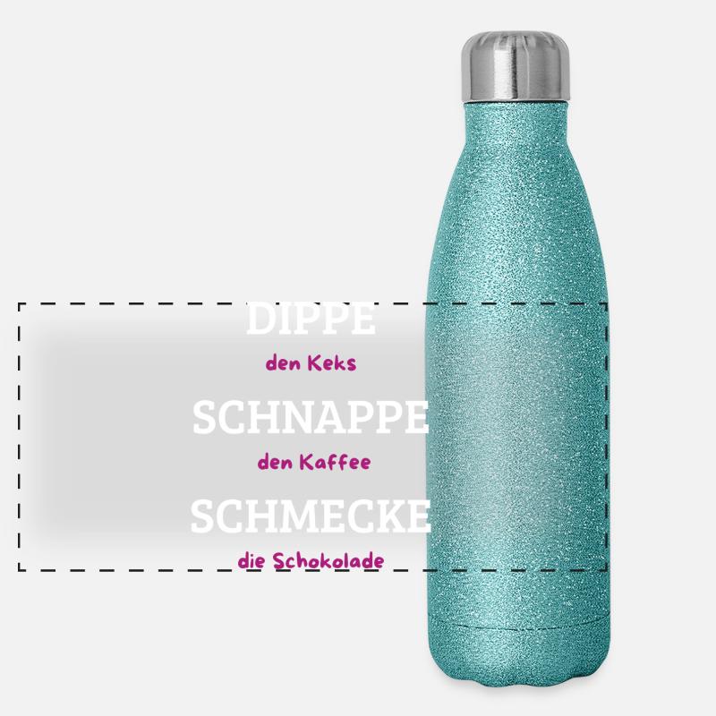 Dippe den Keks Kaffee Schmecke Spruch Panorama Glitzer Isolierflasche 500 ml