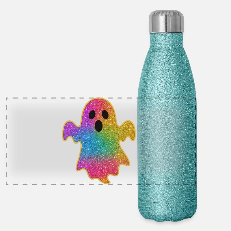 Halloween-Regenbogen Glitzer Geist Panorama Glitzer Isolierflasche 500 ml