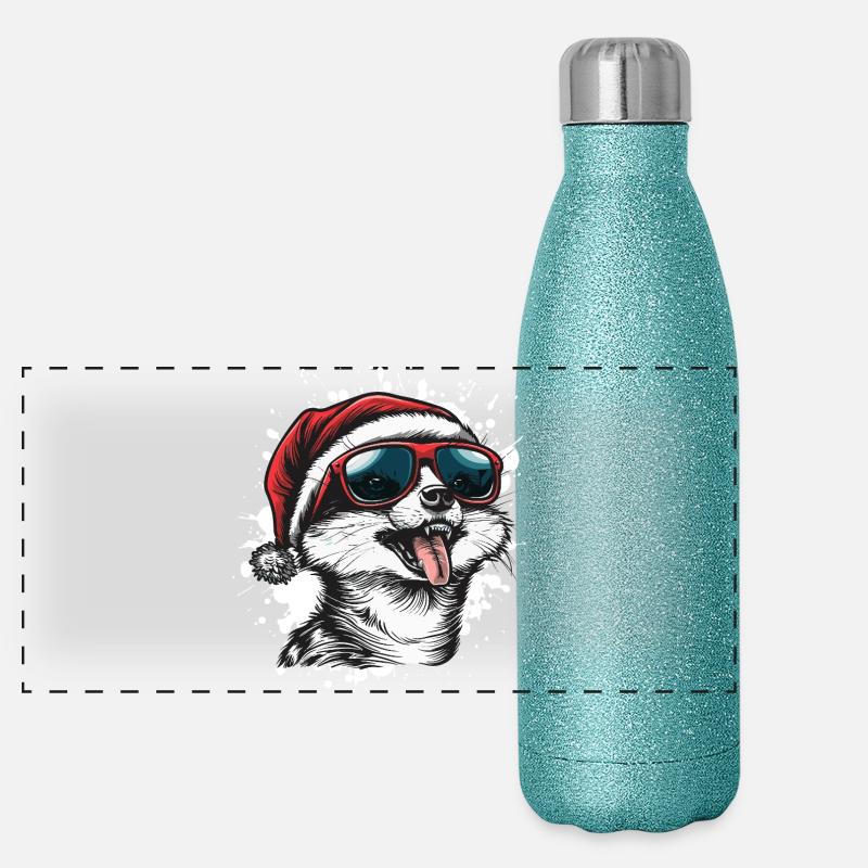 Suricate Noël Drôle Gourde isotherme panoramique pailletée 500 ml