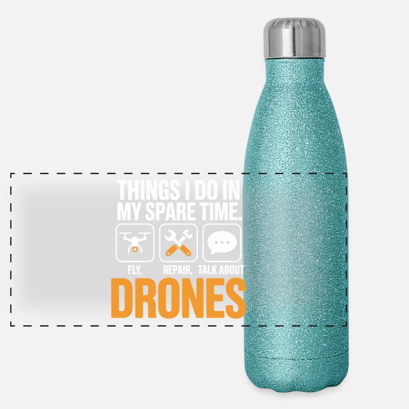 Drones : Discussion sur la réparation de mouches pendant le temps libre Gourde isotherme panoramique pailletée 500 ml