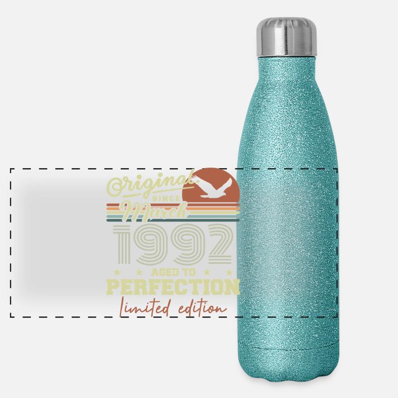Birthday March 1992 Panoramic Glitter Thermal Bottle 500 ml