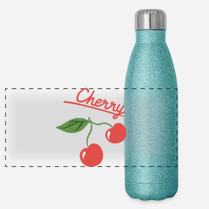 Cherry Fruit Summer Design Panorama Glitzer Isolierflasche 500 ml