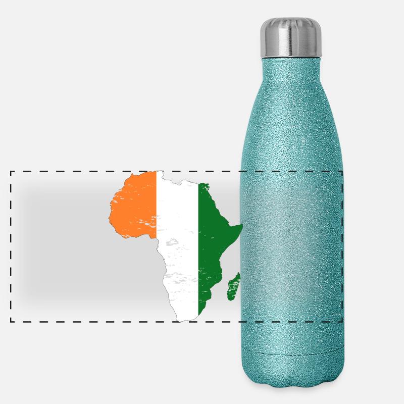 Drapeau de la Côte d’Ivoire Afrique utilisé Gourde isotherme panoramique pailletée 500 ml