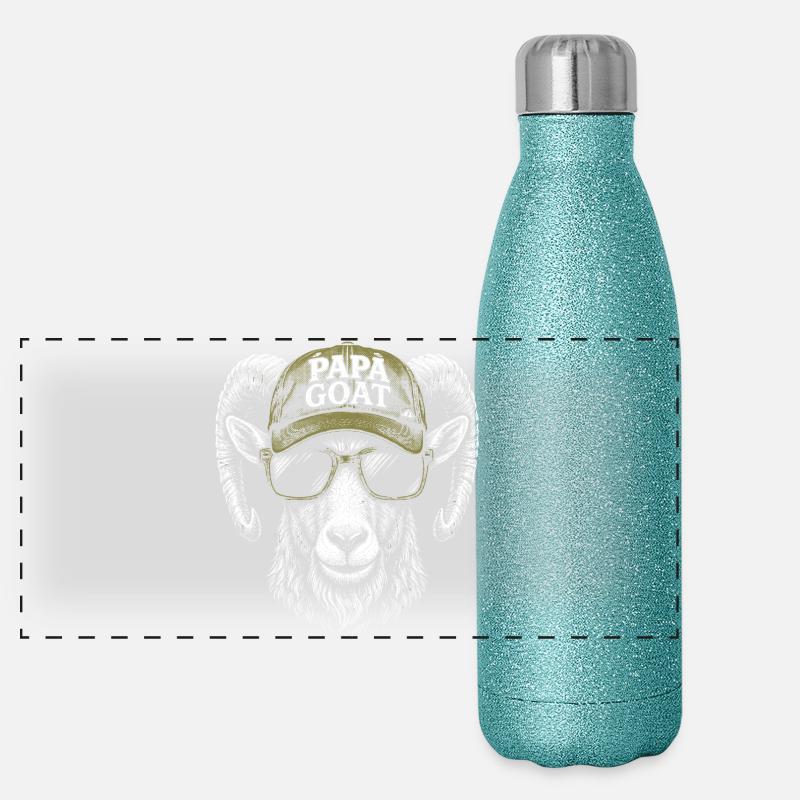 Papa Goat Cap Retro Hipster Panorama Glitzer Isolierflasche 500 ml