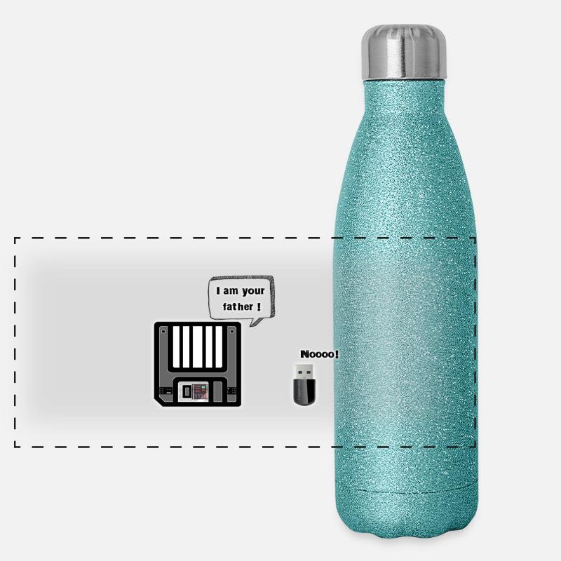 Diskette auf USB-Stick Panorama Glitzer Isolierflasche 500 ml