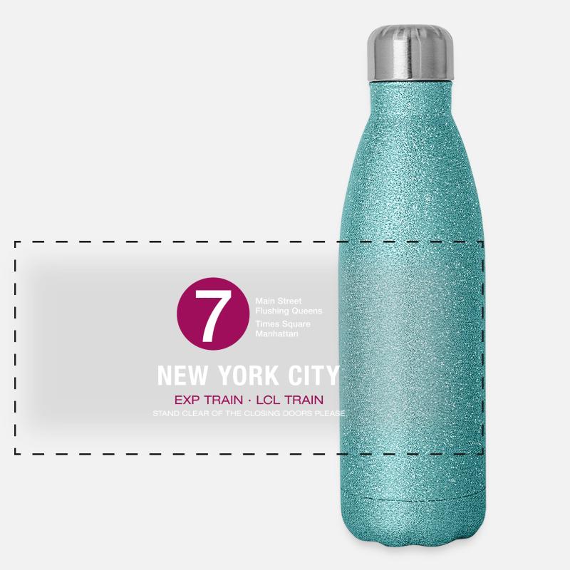 Les temps de New York, ville de métro 7 trains Gourde isotherme panoramique pailletée 500 ml