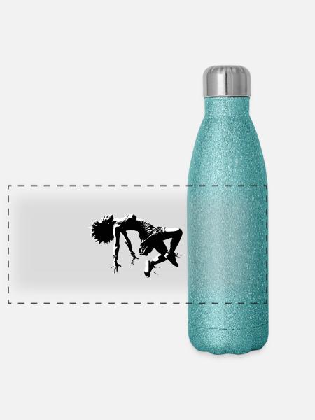 Joy, Happiness, Joie de vivre | Letting go - Panoramic Glitter Thermal Bottle 500 ml - blue glitter - Front