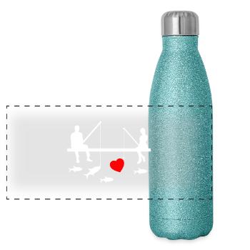 Angling - Panoramic Glitter Thermal Bottle 500 ml - blue glitter - Front