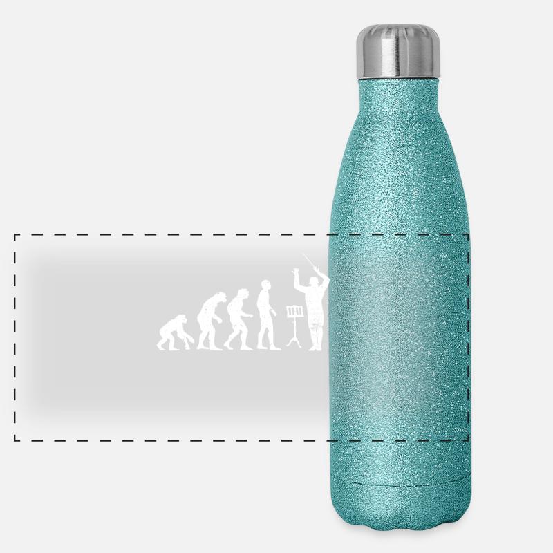 Dirigent Evolution Musiker Geschenkidee Panorama Glitzer Isolierflasche 500 ml