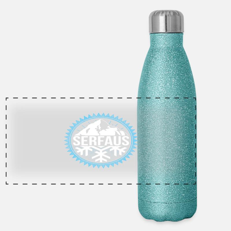 SERFAUS Winter Berge Panorama Glitzer Isolierflasche 500 ml