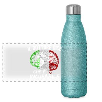 Motocicletta Italia È incurabile - Panoramic Glitter Thermal Bottle 500 ml - blue glitter - Front
