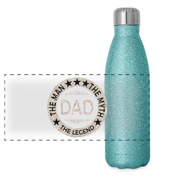 cadeau pour la fête de la Journée Lege cadeau Père papa Père Père - Gourde isotherme panoramique pailletée 500 ml - paillettes bleues - Devant