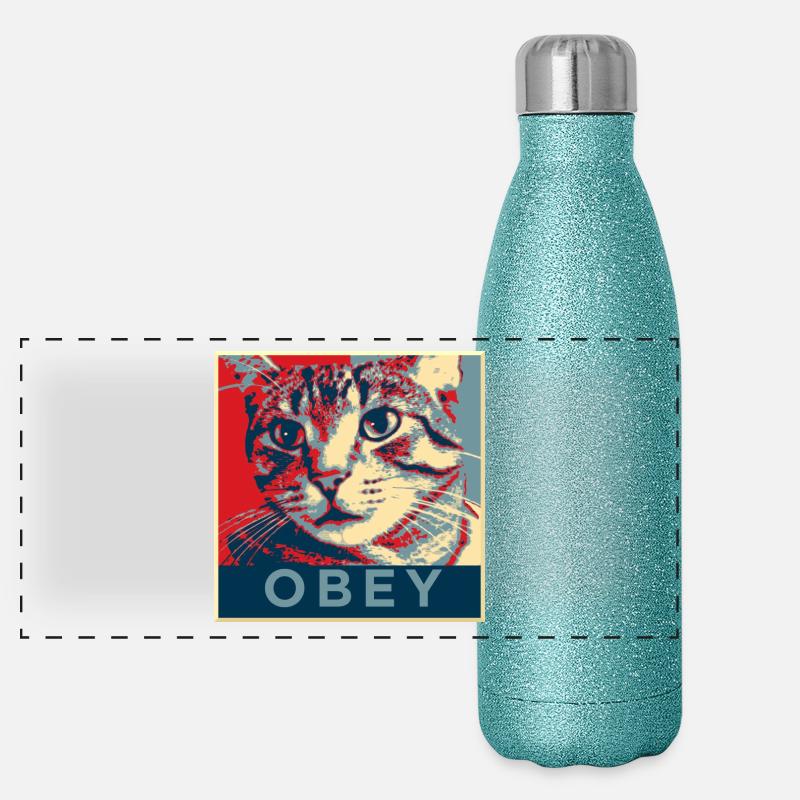 Obey the Cat! Panorama Glitzer Isolierflasche 500 ml