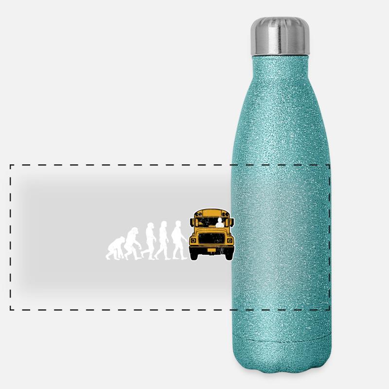 Busfahrer evolution bus fahren geschenk schule Panorama Glitzer Isolierflasche 500 ml