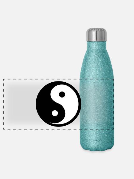 Ying Yang - Panorama Glitzer Isolierflasche 500 ml - Blau Glitzer
