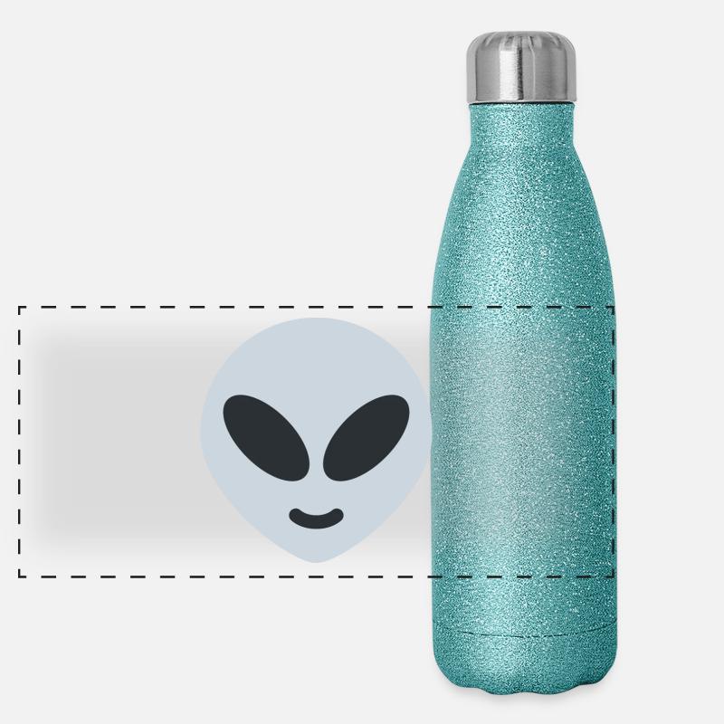 emoji-alien - Panorama Glitzer Isolierflasche 500 ml - Blau Glitzer