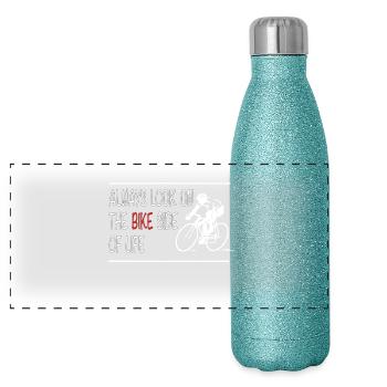 For road bike pros: the bike side! - Panoramic Glitter Thermal Bottle 500 ml - blue glitter - Front