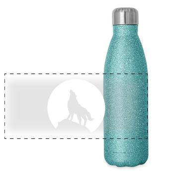 Wolf - Panorama Glitzer Isolierflasche 500 ml - Blau Glitzer - Vorne