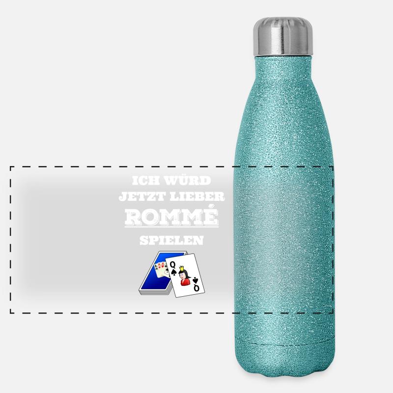 Romme - Rommee - Geschenk Panorama Glitzer Isolierflasche 500 ml