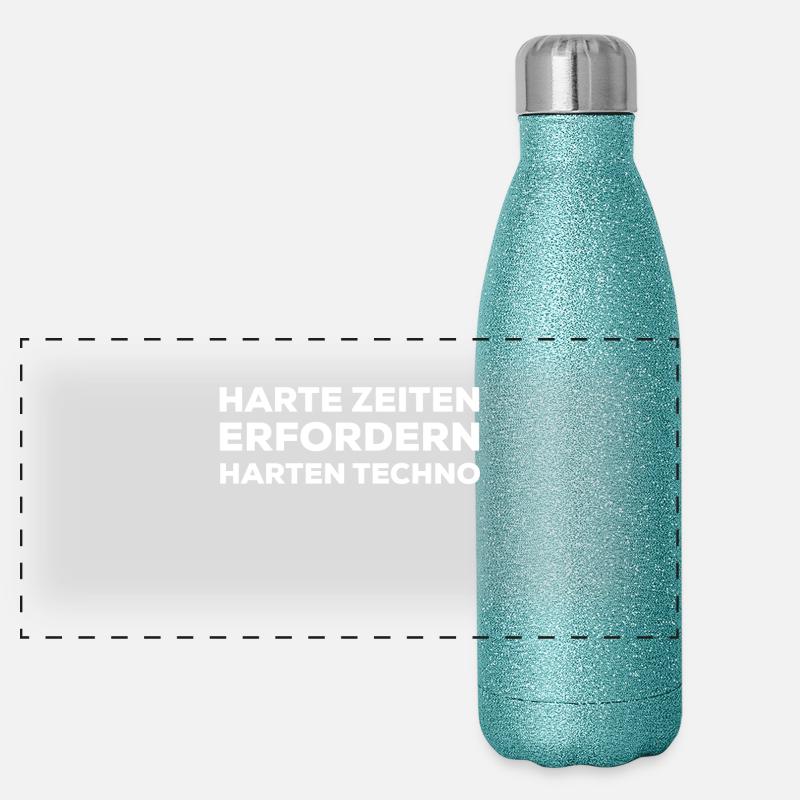 Harte Zeiten Erfordern Harten Techno Panorama Glitzer Isolierflasche 500 ml