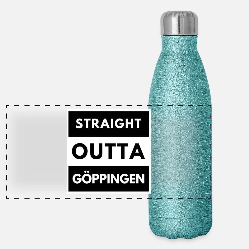 STRAIGHT OUTTA GÖPPINGEN - Panorama Glitzer Isolierflasche 500 ml - Blau Glitzer
