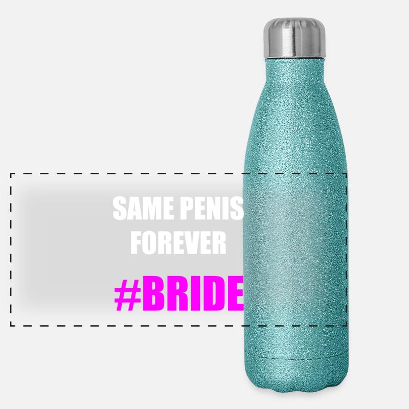 SAME PENIS FOREVER BRIDE Geschenkidee Motiv Design Panorama Glitzer Isolierflasche 500 ml