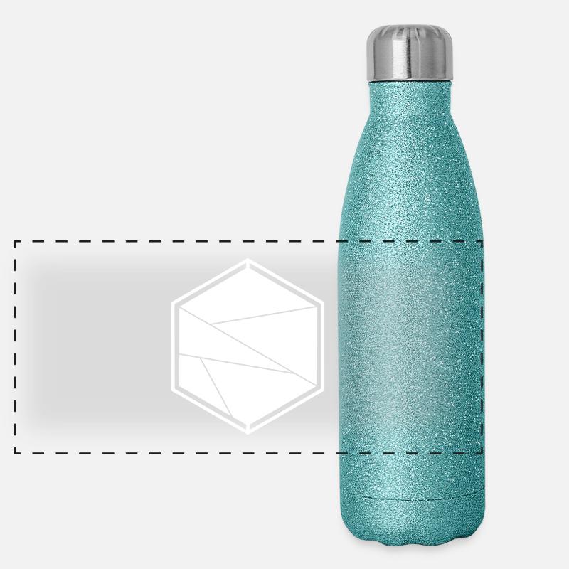 hexagone abstrait - Gourde isotherme panoramique pailletée 500 ml - paillettes bleues