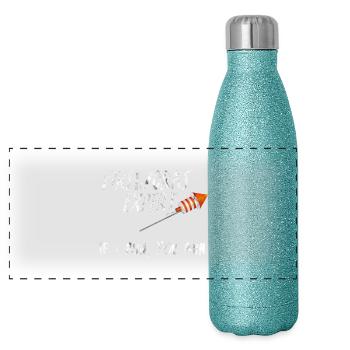 Feux d'artifice feux d'artifice experts idée cadeau Nouvel An - Gourde isotherme panoramique pailletée 500 ml - paillettes bleues - Devant