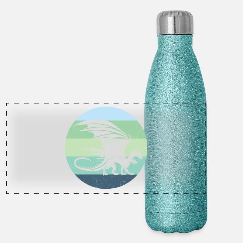 Waliser Drache Retro Panorama Glitzer Isolierflasche 500 ml