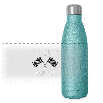course membre d'équipage Pit idée cadeau voiture - Gourde isotherme panoramique pailletée 500 ml - paillettes bleues - Devant