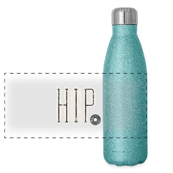 hip hop - Gourde isotherme panoramique pailletée 500 ml - paillettes bleues - Devant