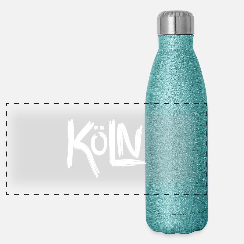 Köln Kölle oder Colonia, Stadt am Rhing mit Dom Panorama Glitzer Isolierflasche 500 ml