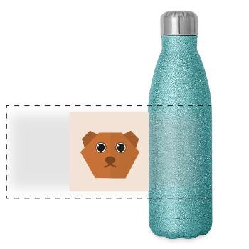 idée cadeau ours Doodle - Gourde isotherme panoramique pailletée 500 ml - paillettes bleues - Devant
