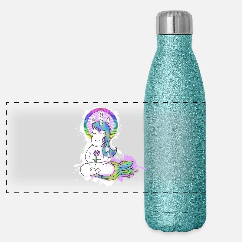 Niedliches BuddhaCorn :) - Panorama Glitzer Isolierflasche 500 ml - Blau Glitzer