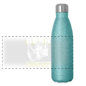 Beer Wakes Me Up Afternoon Gift - Panoramic Glitter Thermal Bottle 500 ml - blue glitter - Front