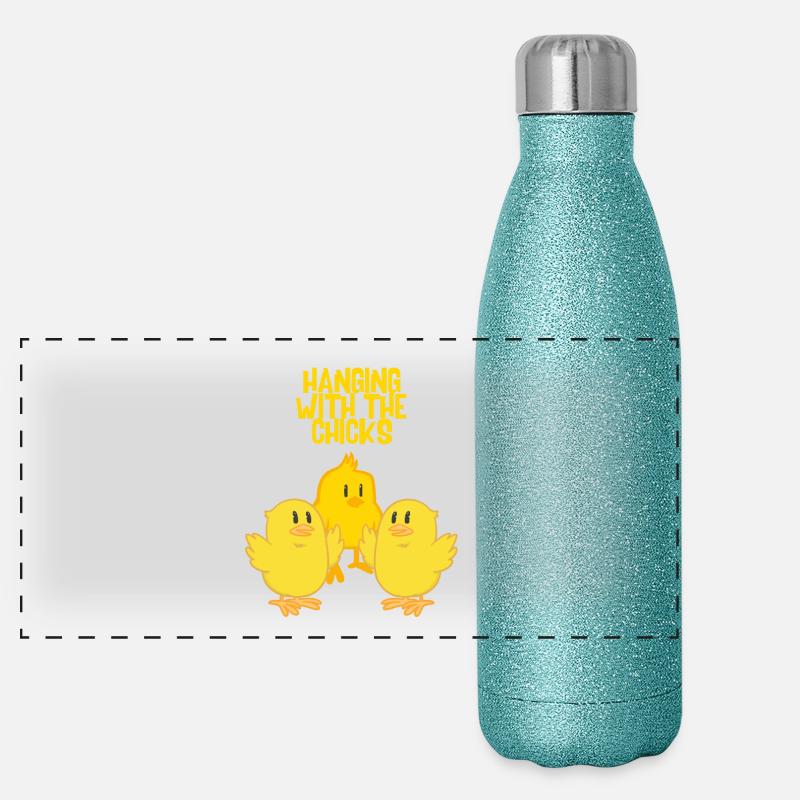 Mit den Chicks abhängen Panorama Glitzer Isolierflasche 500 ml