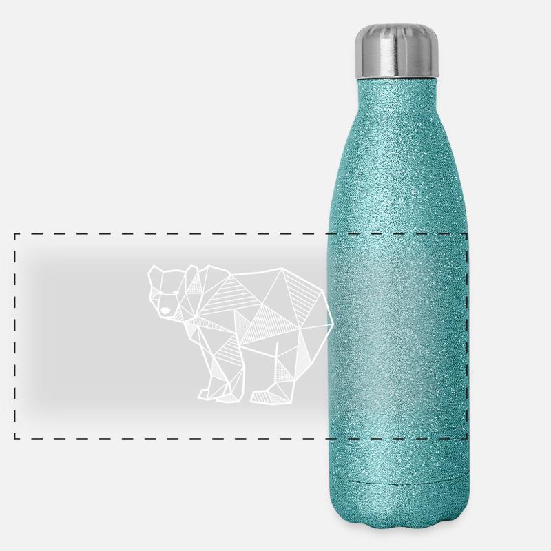 Bär geometrisch Geschenk idee bear Tier Dreieck Panorama Glitzer Isolierflasche 500 ml