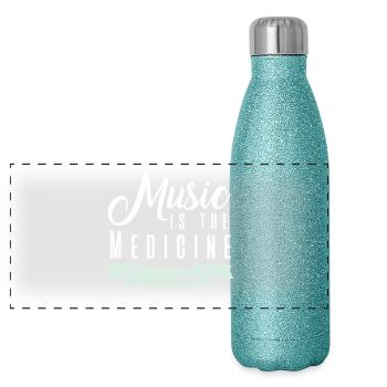 Gute Musik - Panorama Glitzer Isolierflasche 500 ml - Blau Glitzer - Vorne
